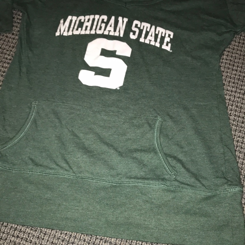 Pro Edge Michigan State Spartans Green Hooded Sweatshirt with White Logo - Picture 6 of 6